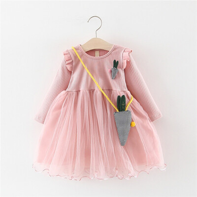 Baby Girls Clothes Autumn Spring Dresses for Girls Long Sleeve Patchwork Mesh Dress Kids Sundress With Carrot Shape Bag
Baby Girls Clothes Autumn Spring Dresses for Girls Long Sleeve Patchwork Mesh Dress Kids Sundress With Carrot Shape Bag