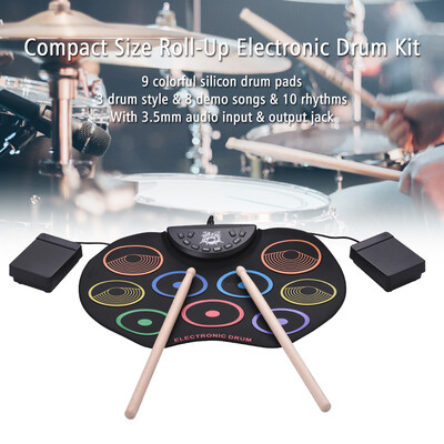 Compact Size Roll-Up Drum Set Electronic Drum Kit 9 Silicon Drum Pads USBBattery Powered with Drumsticks Foot Pedals for Children
Compact Size Roll-Up Drum Set Electronic Drum Kit 9 Silicon Drum Pads USBBattery Powered with Drumsticks Foot Pedals for Children
