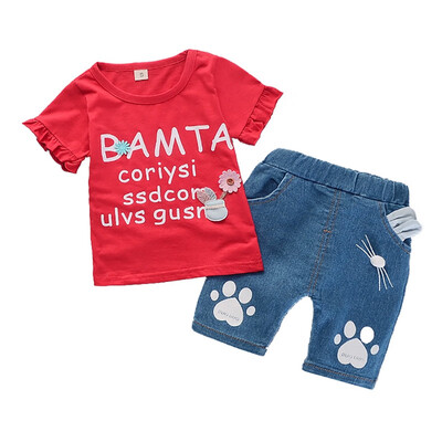Summer Baby Girls Short Sleeve Floral Letter Print T-shirt TopsDenim Shorts Suits Casual Outfits Sets
Summer Baby Girls Short Sleeve Floral Letter Print T-shirt TopsDenim Shorts Suits Casual Outfits Sets