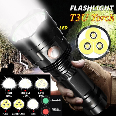 New Powerful LED Flashlight T3U Torch USB Flashlight Rechargeable Waterproof Lamp Ultra Brigh Outdoor Lighting
New Powerful LED Flashlight T3U Torch USB Flashlight Rechargeable Waterproof Lamp Ultra Brigh Outdoor Lighting