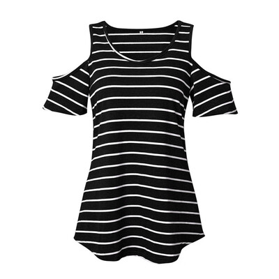 2019 Women Summer Short Sleeve Sexy Off Shoulder T-Shirt Women Casual Tops Female Fashion O-Neck Striped T Shirt feminino camisa
2019 Women Summer Short Sleeve Sexy Off Shoulder T-Shirt Women Casual Tops Female Fashion O-Neck Striped T Shirt feminino camisa