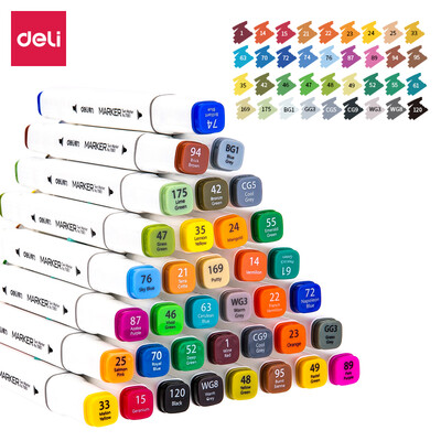 Deli deli 36 color square pole double head alcohol oily marker set student hand-painted comic design painting color pen note pen 70801-36
Deli deli 36 color square pole double head alcohol oily marker set student hand-painted comic design painting color pen note pen 70801-36