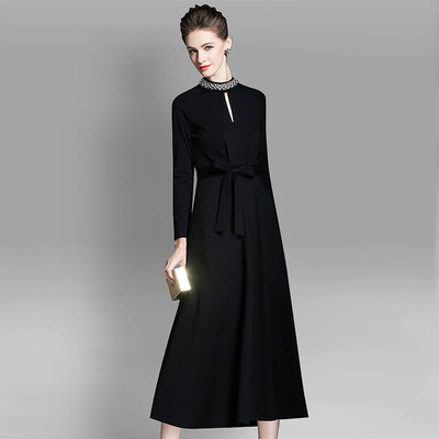 Her pool womens 2018 autumn&winter new round neck long-sleeved A version of the waist with a large swing cover slimming long dress T83Z1838A10S black
Her pool womens 2018 autumn&winter new round neck long-sleeved A version of the waist with a large swing cover slimming long dress T83Z1838A10S black