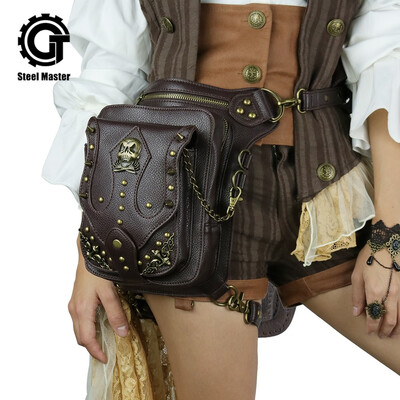steelmaster Punk Skull Waist Bags Brown Women Men Motorcycle Leather Leg Bag Phone Case Holder PU Vintage Rivets Shoulder Bag
steelmaster Punk Skull Waist Bags Brown Women Men Motorcycle Leather Leg Bag Phone Case Holder PU Vintage Rivets Shoulder Bag