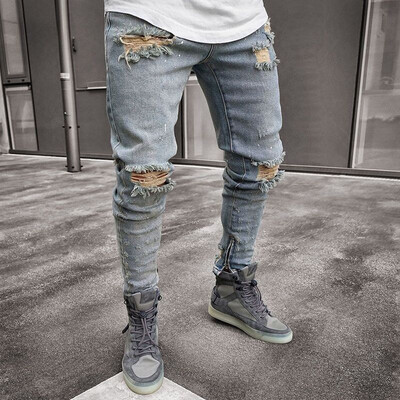 Ta To Mens Blue Hip Hop Stretchy Ripped Skinny Biker Jeans Slim Fit Pleated Ripped Elasticity Male Tight Mid Waist Denim Pants
Ta To Mens Blue Hip Hop Stretchy Ripped Skinny Biker Jeans Slim Fit Pleated Ripped Elasticity Male Tight Mid Waist Denim Pants