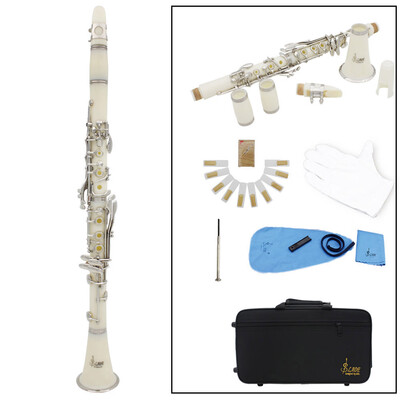 Clarinet ABS 17 Key bB Flat Soprano Binocular Clarinet with Cleaning Cloth Gloves 10 Reeds Screwdriver Reed Case Woodwind Instrum
Clarinet ABS 17 Key bB Flat Soprano Binocular Clarinet with Cleaning Cloth Gloves 10 Reeds Screwdriver Reed Case Woodwind Instrum