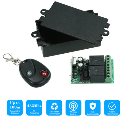 433Mhz DC 12V 2CH Universal 10A Relay Wireless Remote Control Switch Receiver Module&5PCS 2 Key RF 433 Mhz Transmitter Remote
433Mhz DC 12V 2CH Universal 10A Relay Wireless Remote Control Switch Receiver Module&5PCS 2 Key RF 433 Mhz Transmitter Remote