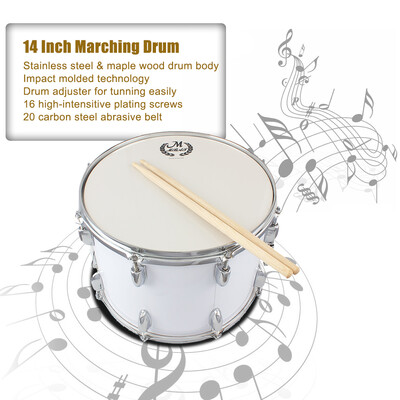 14in Marching Drum Stainless Steel & Maple Wood Body PVC Drumhead with Sticks Shoulder Strap Key for Student Professional Drummer
14in Marching Drum Stainless Steel & Maple Wood Body PVC Drumhead with Sticks Shoulder Strap Key for Student Professional Drummer