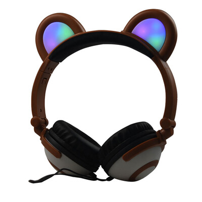 Headphone Cute Folded Bear Ears Earlaps With LED Light Button Battery Soft Band Headset
Headphone Cute Folded Bear Ears Earlaps With LED Light Button Battery Soft Band Headset