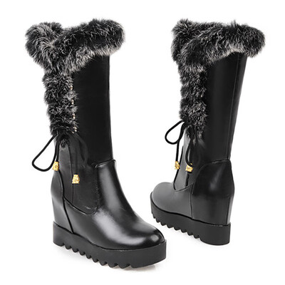 IDIFU Womens Sweet Fluffy Fur Bow Splicing Round Toe Invisible Wedge High Heel Platform Pull on Mid Calf Snow Boots
IDIFU Womens Sweet Fluffy Fur Bow Splicing Round Toe Invisible Wedge High Heel Platform Pull on Mid Calf Snow Boots