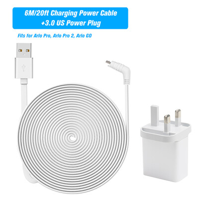 6M20ft Charging Power Cable Fits for Arlo Pro Arlo Pro 2 Arlo GO Weatherproof IndoorOutdoor Flat Cable Aluminium Alloy Micro U
6M20ft Charging Power Cable Fits for Arlo Pro Arlo Pro 2 Arlo GO Weatherproof IndoorOutdoor Flat Cable Aluminium Alloy Micro U