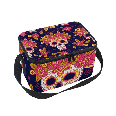 Lunch Box Insulated Lunch Bag Large Cooler Skull And Flowers Tote Bagfor Kids Men Women
Lunch Box Insulated Lunch Bag Large Cooler Skull And Flowers Tote Bagfor Kids Men Women