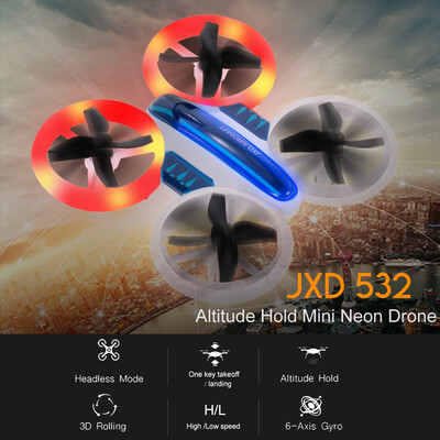 JXD 532 Altitude Hold Mini Neon Drone Headless Mode 3D Flip LED Light RC Quadcopter Toy Kids Gift
JXD 532 Altitude Hold Mini Neon Drone Headless Mode 3D Flip LED Light RC Quadcopter Toy Kids Gift