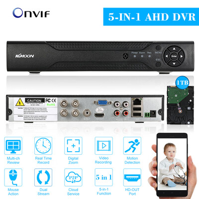 KKmoon 4CH 1080P Hybrid NVR AHD TVI CVI DVR 5-in-1 Digital Video Recorder P2P Cloud Network Onvif Digital Video Recorder 1TB Sea
KKmoon 4CH 1080P Hybrid NVR AHD TVI CVI DVR 5-in-1 Digital Video Recorder P2P Cloud Network Onvif Digital Video Recorder 1TB Sea