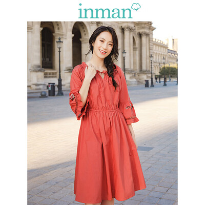 INMAN 2019 spring new round neck retro art waist slimming holiday wind loose A word dress female 1891104542 orange red
INMAN 2019 spring new round neck retro art waist slimming holiday wind loose A word dress female 1891104542 orange red