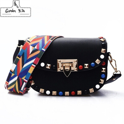 High Quality PU Leather Women Crossbody Bags Fashion Color Rivet Design Women Shoulder Bags Color Shoulder Strap Ladies Bag 2019
High Quality PU Leather Women Crossbody Bags Fashion Color Rivet Design Women Shoulder Bags Color Shoulder Strap Ladies Bag 2019