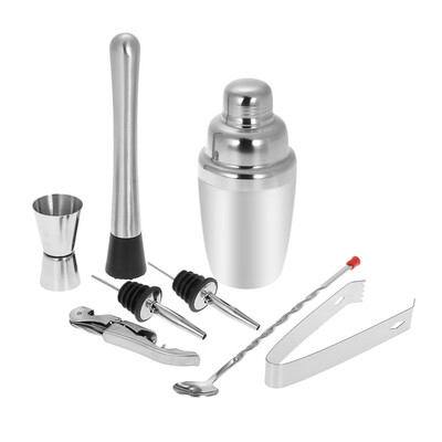 8pcs Stainless Steel Professional 350ml Cocktail Shaker Mixer Kit with Muddler Corkscrew Jigger Ice Tongs Mixing Spoon Pourers Bar
8pcs Stainless Steel Professional 350ml Cocktail Shaker Mixer Kit with Muddler Corkscrew Jigger Ice Tongs Mixing Spoon Pourers Bar