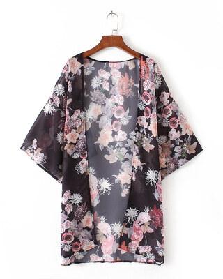 New Women Chiffon Loose Cardigan Open Front Floral Print 34 Sleeves Beach Thin Vintage Outerwear Black
New Women Chiffon Loose Cardigan Open Front Floral Print 34 Sleeves Beach Thin Vintage Outerwear Black