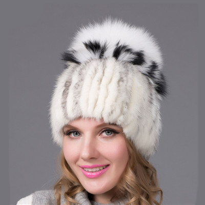women knitted Mink Fur Hat styles female fur Cap with fox fur pompom lining Women Winter Headwear girls hats for beanies
women knitted Mink Fur Hat styles female fur Cap with fox fur pompom lining Women Winter Headwear girls hats for beanies