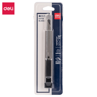 Deli deli 30° angle small self-locking utility knife 9mm paper knife wallpaper knife gray 2084
Deli deli 30° angle small self-locking utility knife 9mm paper knife wallpaper knife gray 2084