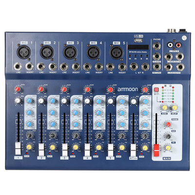 ammoon F7-USB 7-Channel Digital Mic Line Audio Sound Mixer Mixing Console with USB Input 48V Phantom Power 3 Bands Equalizer for R
ammoon F7-USB 7-Channel Digital Mic Line Audio Sound Mixer Mixing Console with USB Input 48V Phantom Power 3 Bands Equalizer for R