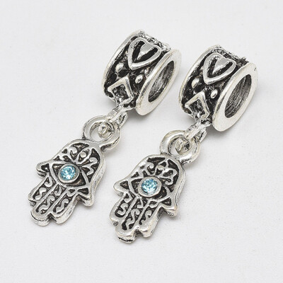 Alloy European Dangle Beads with Rhinestones Large Hole Pendants Long-Lasting Plated Buddha Hand Antique Silver Aquamarine
Alloy European Dangle Beads with Rhinestones Large Hole Pendants Long-Lasting Plated Buddha Hand Antique Silver Aquamarine