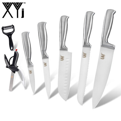 XYJ New Stainless Steel Blade&Handle Kitchen Knife Cooking Accessories 7 PCS Set Sharpener Bar Peeler
XYJ New Stainless Steel Blade&Handle Kitchen Knife Cooking Accessories 7 PCS Set Sharpener Bar Peeler