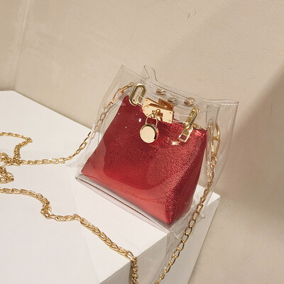 Transparent bag 2019 summer new bucket bag chic jelly chain bag single shoulder small bag oblique satchel bag
Transparent bag 2019 summer new bucket bag chic jelly chain bag single shoulder small bag oblique satchel bag