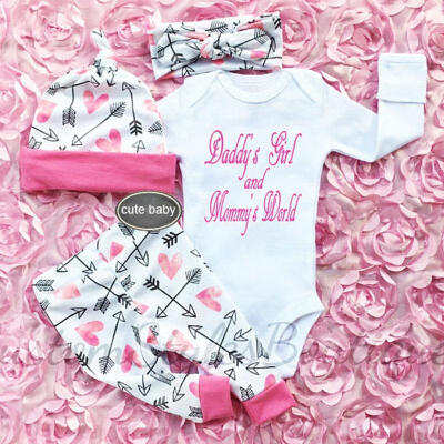 4pcs Set Newborn Baby Girls Tops Long Sleeve RomperPants Hat Outfits Clothes 0-18Months
4pcs Set Newborn Baby Girls Tops Long Sleeve RomperPants Hat Outfits Clothes 0-18Months