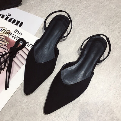 Spring Korean version of 100 sets of shallow suede pointed middle heel sandals with two laced fairy breeze shoes
Spring Korean version of 100 sets of shallow suede pointed middle heel sandals with two laced fairy breeze shoes