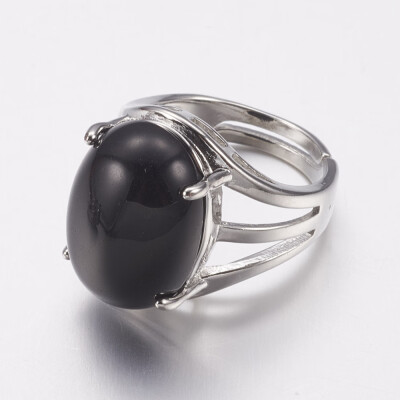 Natural Black Agate Wide Band Finger Rings with Alloy Ring Findings Oval 18mm
Natural Black Agate Wide Band Finger Rings with Alloy Ring Findings Oval 18mm