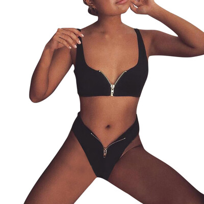 Saidsome Women Pure Color High Waist Zipper Bikini Padded Swimsuit Bathing Beachwear
Saidsome Women Pure Color High Waist Zipper Bikini Padded Swimsuit Bathing Beachwear