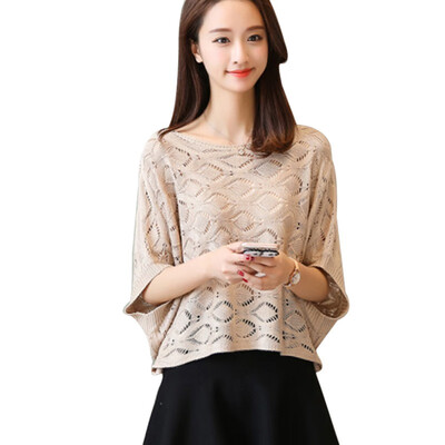 Women Elegant Knitted Womens Tops And Blouses Hollow Out Batwing Sleeve O-Neck Summer Tops Blusas Mujer De Moda
Women Elegant Knitted Womens Tops And Blouses Hollow Out Batwing Sleeve O-Neck Summer Tops Blusas Mujer De Moda
