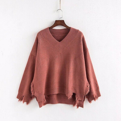 2018 spring&autumn new fringe sweater womens pullover loose Korean version of the v-neck sweater jacket
2018 spring&autumn new fringe sweater womens pullover loose Korean version of the v-neck sweater jacket