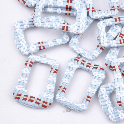 Handmade Raffia Woven Pendants with Iron & Aluminum Findings Trapezoid Platinum LightSkyBlue 44x305x4mm Hole 14mm
Handmade Raffia Woven Pendants with Iron & Aluminum Findings Trapezoid Platinum LightSkyBlue 44x305x4mm Hole 14mm