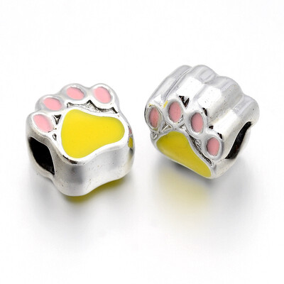 Nickel Free & Lead Free Unfading Silver Plated Alloy Enamel European Beads Large Hole Beads Dog Paw Print Yellow 11x10x7mm
Nickel Free & Lead Free Unfading Silver Plated Alloy Enamel European Beads Large Hole Beads Dog Paw Print Yellow 11x10x7mm