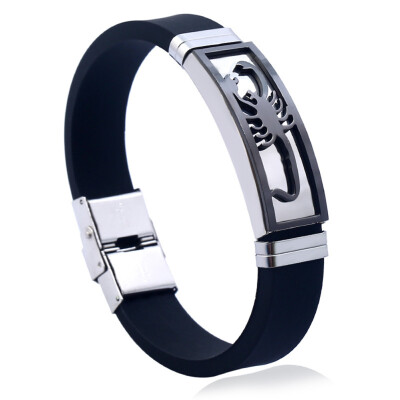 Simple Fashion Style Charm Bracelet Scorpion Design Stainless Steel Silicone Rubber Wristband Bracelets Trendy Mens Jewelry
Simple Fashion Style Charm Bracelet Scorpion Design Stainless Steel Silicone Rubber Wristband Bracelets Trendy Mens Jewelry