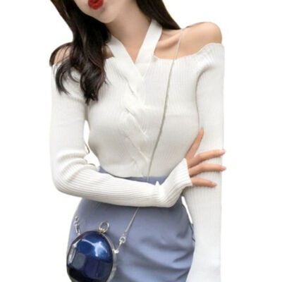 Women Retro Solid Color Sexy Long Sleeved Off-shoulder Long Knitwear Sweater Slim Tops
Women Retro Solid Color Sexy Long Sleeved Off-shoulder Long Knitwear Sweater Slim Tops