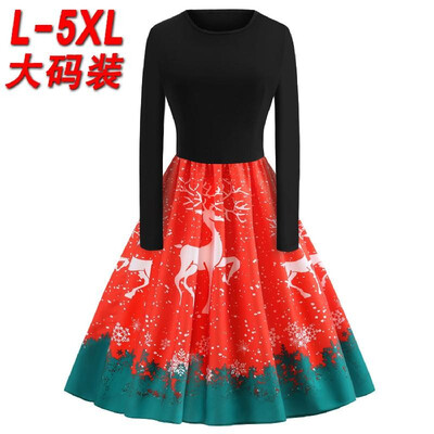 Y7183 cross-border Christmas large size womens autumn&winter round neck long-sleeved elk print rubber waist waist swing skirt
Y7183 cross-border Christmas large size womens autumn&winter round neck long-sleeved elk print rubber waist waist swing skirt