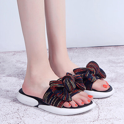 Rose Womens Summer Muffin Bottom With Flat Slippers Bow-Knot Beach Female Slippers
Rose Womens Summer Muffin Bottom With Flat Slippers Bow-Knot Beach Female Slippers