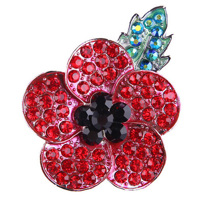 Women Red Poppy Brooch Pin Crystal Badge Brooch Poppies Green Leaf Decor For Remembrance Day Jewelry
Women Red Poppy Brooch Pin Crystal Badge Brooch Poppies Green Leaf Decor For Remembrance Day Jewelry