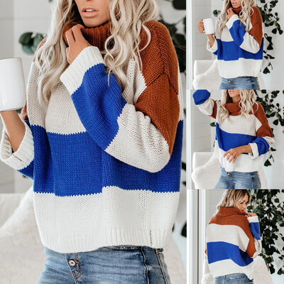 Tailored Womens Turtleneck Sweater Casual Long Sleeve Color Block Loose Chunky Pullover
Tailored Womens Turtleneck Sweater Casual Long Sleeve Color Block Loose Chunky Pullover