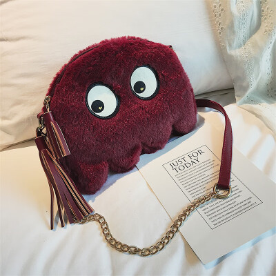 Winter Brand Design Cute Cartoon Plush Octopus Girl Messenger Bag Fur Fashion Women Chain Shoulder Woman Big Eyes Crossbody Bag
Winter Brand Design Cute Cartoon Plush Octopus Girl Messenger Bag Fur Fashion Women Chain Shoulder Woman Big Eyes Crossbody Bag