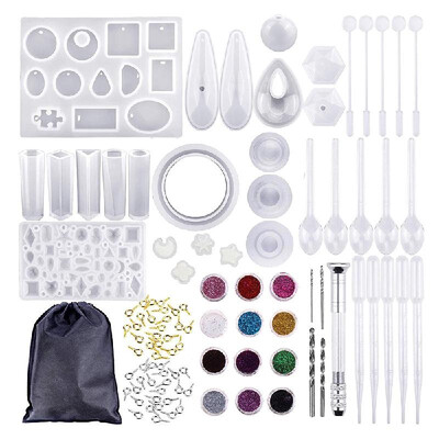 98Pcs Silicone Casting Molds Handmade Crafts Tools with Storage Bag for DIY Jewelry Craft Making
98Pcs Silicone Casting Molds Handmade Crafts Tools with Storage Bag for DIY Jewelry Craft Making