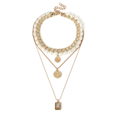 New Design Lace Chain Choker Gold Long Layered Necklace Big Coin Evil Eye imitation pearl necklace for Women
New Design Lace Chain Choker Gold Long Layered Necklace Big Coin Evil Eye imitation pearl necklace for Women