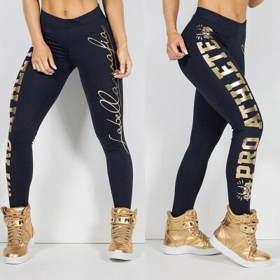 2017 new WISH hot sale explosion models slim gold letter offset sports pants leggings OM1066 Black
2017 new WISH hot sale explosion models slim gold letter offset sports pants leggings OM1066 Black