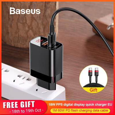 Baseus PPS Digital Display 18W quick Charger for iPhoneHUaweiSamsung portable wall charger for travel
Baseus PPS Digital Display 18W quick Charger for iPhoneHUaweiSamsung portable wall charger for travel