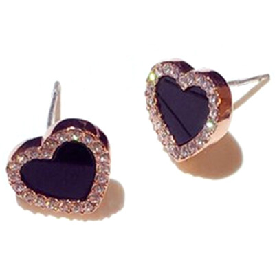 Delicate Cute Black Acrylic Zircon Crystal Heart Stud Earrings Rose Gold Color Romatic Love Stud Earrings Women Jewelry
Delicate Cute Black Acrylic Zircon Crystal Heart Stud Earrings Rose Gold Color Romatic Love Stud Earrings Women Jewelry