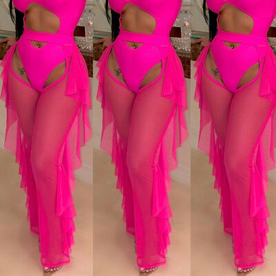 Womens Sexy High Waist See Through Beach Mesh Sheer Lace Bikini Cover Up Swimwear Casual Flared Leg Ruffle Long Pants Trousers
Womens Sexy High Waist See Through Beach Mesh Sheer Lace Bikini Cover Up Swimwear Casual Flared Leg Ruffle Long Pants Trousers