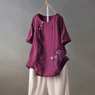 Roseonmyhand Womens Cotton&Linen Plus Size Embroidery O-Neck Button Casual Blouse Tops
Roseonmyhand Womens Cotton&Linen Plus Size Embroidery O-Neck Button Casual Blouse Tops